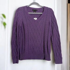Preswick & Moore Cable Knit Purple Sweater. Size S. NWT. Loganberry.
